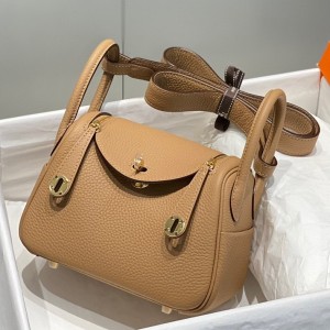 Hermes Lindy Mini Bag in Chai Clemence Leather with GHW