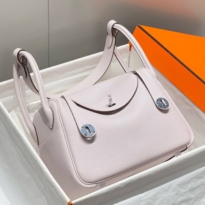 Hermes Lindy 26cm Bag in Mauve Pale Clemence Leather with PHW