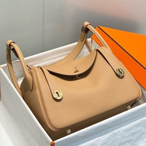 Hermes Lindy 30cm Bag in Chai Clemence Leather with GHW