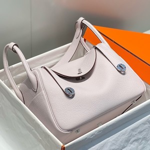 Hermes Lindy 30cm Bag in Mauve Pale Clemence Leather with PHW