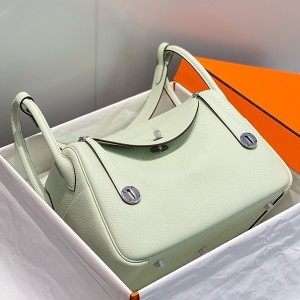 Hermes Lindy 30cm Bag in Vert Fizz Clemence Leather with PHW