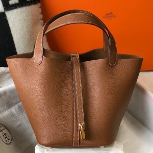 Hermes Picotin Lock 18 Bag in Gold Clemence Leather with GHW