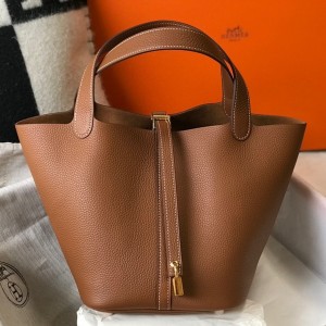 Hermes Picotin Lock 12 Bag in Gold Clemence Leather with GHW