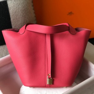 Hermes Picotin Lock 12 Bag in Rose Lipstick Clemence Leather with GHW