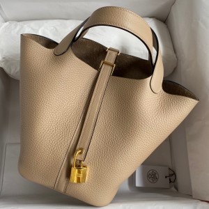 Hermes Picotin Lock 18 Handmade Bag in Trench Clemence Leather