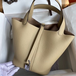 Hermes Picotin Lock 22 Handmade Bag in Trench Clemence Leather