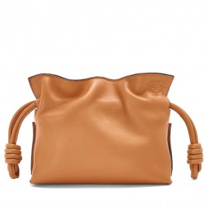 Loewe Flamenco Nano Clutch In Brown Nappa Leather