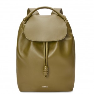 Loewe Flamenco Backpack in Olive Supple Calfskin