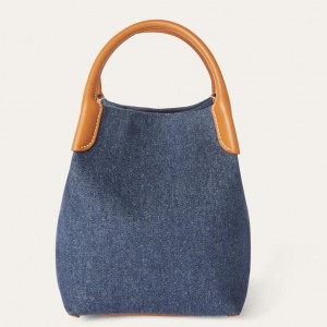 Loro Piana Bale Small Bag in Blue Denim 