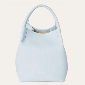 Loro Piana Bale Small Bag in Light Blue Grained Leather