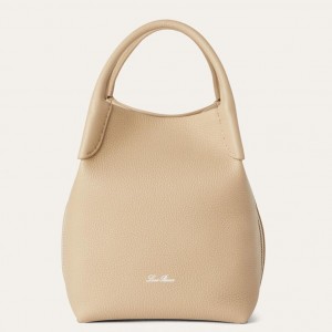 Loro Piana Bale Small Bag in Light Mastic Grained Leather