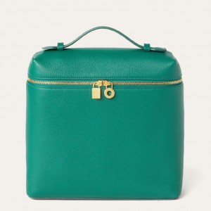 Loro Piana Extra Pocket Backpack in Green Grained Calfskin