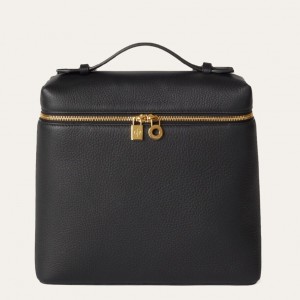 Loro Piana Extra Pocket Backpack in Black Grained Calfskin