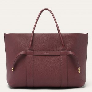 Loro Piana Ghiera Small Shopper in Bordeaux Grained Leather