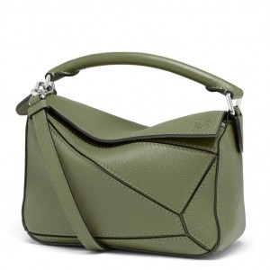 Loewe Puzzle Mini Bag In Avocado Green Calfskin