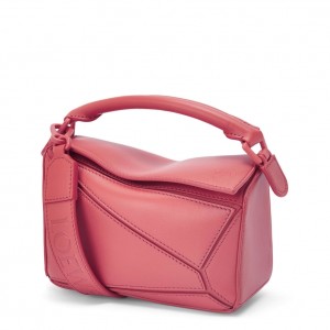 Loewe Puzzle Mini Bag In Plumrose Satin Calfskin