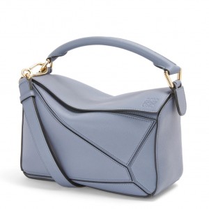 Loewe Puzzle Small Bag In Atlantic Blue Classic Calfskin