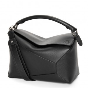 Loewe Puzzle Medium Bag in Black Classic Calfskin
