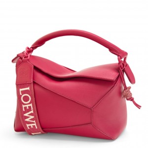 Loewe Puzzle Edge Small Bag In Ruby Red Satin Calfskin