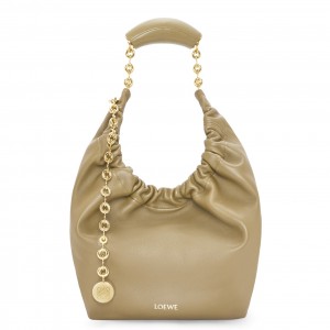 Loewe Small Squeeze Bag in Clay Green Nappa Lambskin