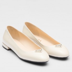 Prada Ballerinas in White Patent Leather