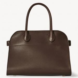 The Row Margaux 10 Top Handle Bag in Chocolate Leather 