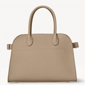 The Row Margaux 10 Top Handle Bag in Sand Grained Leather