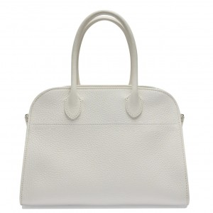 The Row Margaux 10 Top Handle Bag in White Grained Leather