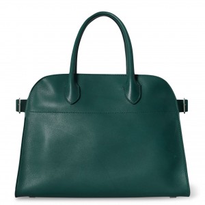 The Row Margaux 12 Top Handle Bag in Green Leather
