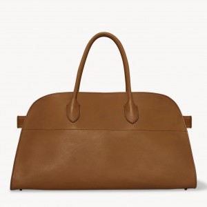The Row Margaux EW Top Handle Bag in Brown Smooth Calfskin