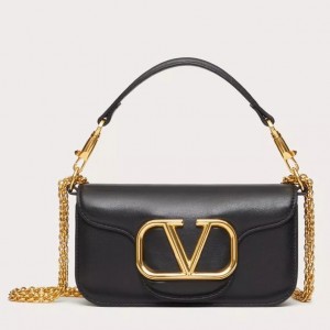 Valentino Small Loco Shoulder Bag In Black Calfskin