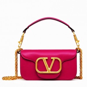 Valentino Small Loco Shoulder Bag In Red Calfskin