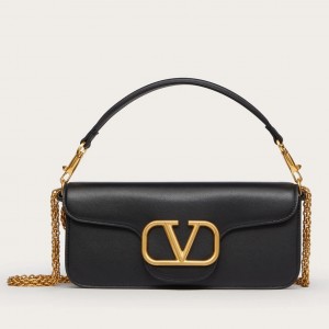 Valentino Large Loco Shoulder Bag In Black Calfskin