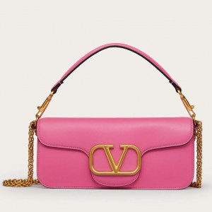 Valentino Large Loco Shoulder Bag In Pink Calfskin