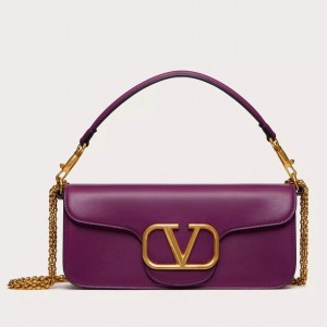 Valentino Large Loco Shoulder Bag In Purple Calfskin