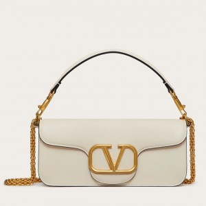 Valentino Large Loco Shoulder Bag In White Calfskin