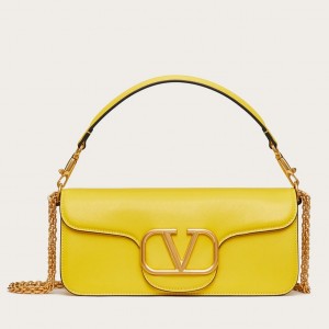 Valentino Large Loco Shoulder Bag In Yellow Calfskin