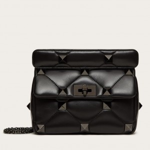 Valentino Roman Stud Medium Chain Bag with Black Hardware