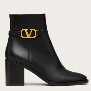 Valentino VLogo Ankle Boots 75mm In Black Leather