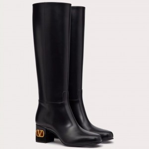 Valentino Heritage Boots 60mm In Black Calfskin Leather
