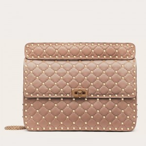 Valentino Rockstud Spike Large Bag in Poudre Nappa Leather