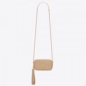 Saint Laurent Mini Lou Camera Bag in Beige Calfskin