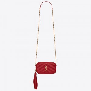 Saint Laurent Mini Lou Camera Bag in Red Calfskin