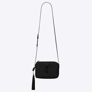 Saint Laurent Lou Camera All Black Bag in Quilted Leather
