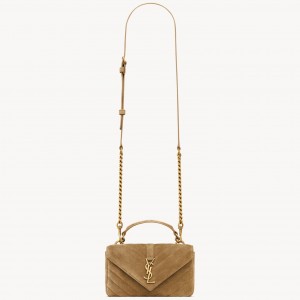 Saint Laurent College Mini Chain Bag in Suede Calfskin