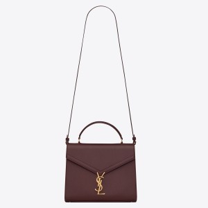 Saint Laurent Cassandra Medium Bag In Bordeaux Grained Calfskin