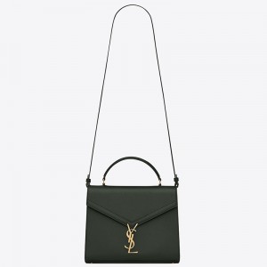 Saint Laurent Cassandra Medium Bag In Green Grained Calfskin
