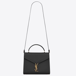 Saint Laurent Cassandra Medium Bag In Black Grained Calfskin