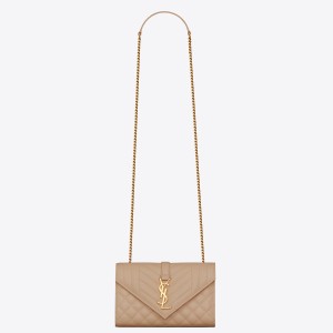 Saint Laurent Envelope Small Bag In Beige Grained Leather