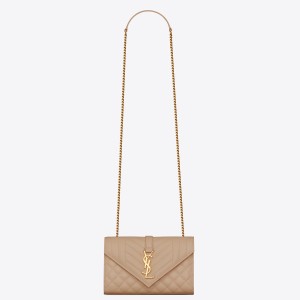 Saint Laurent Envelope Small Bag In Beige Grained Leather
